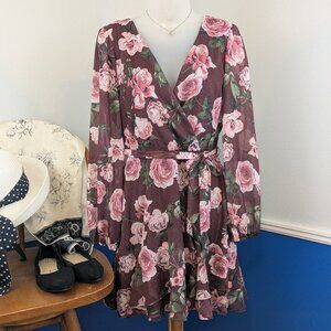 City Vibe Juniors Maroon Floral Party Dress